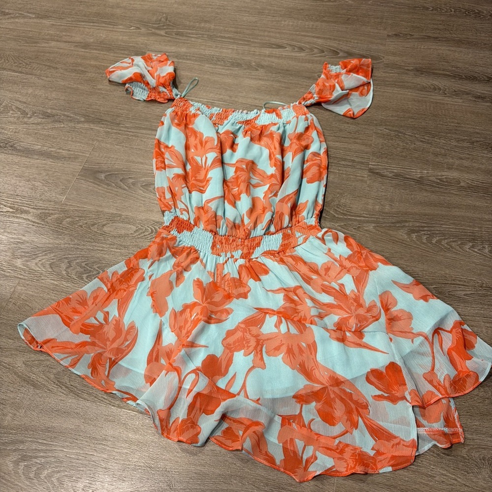 Vici Womens Terracotta Some Like It Hot Off The Shoulder Dress Smocked Ruffle S